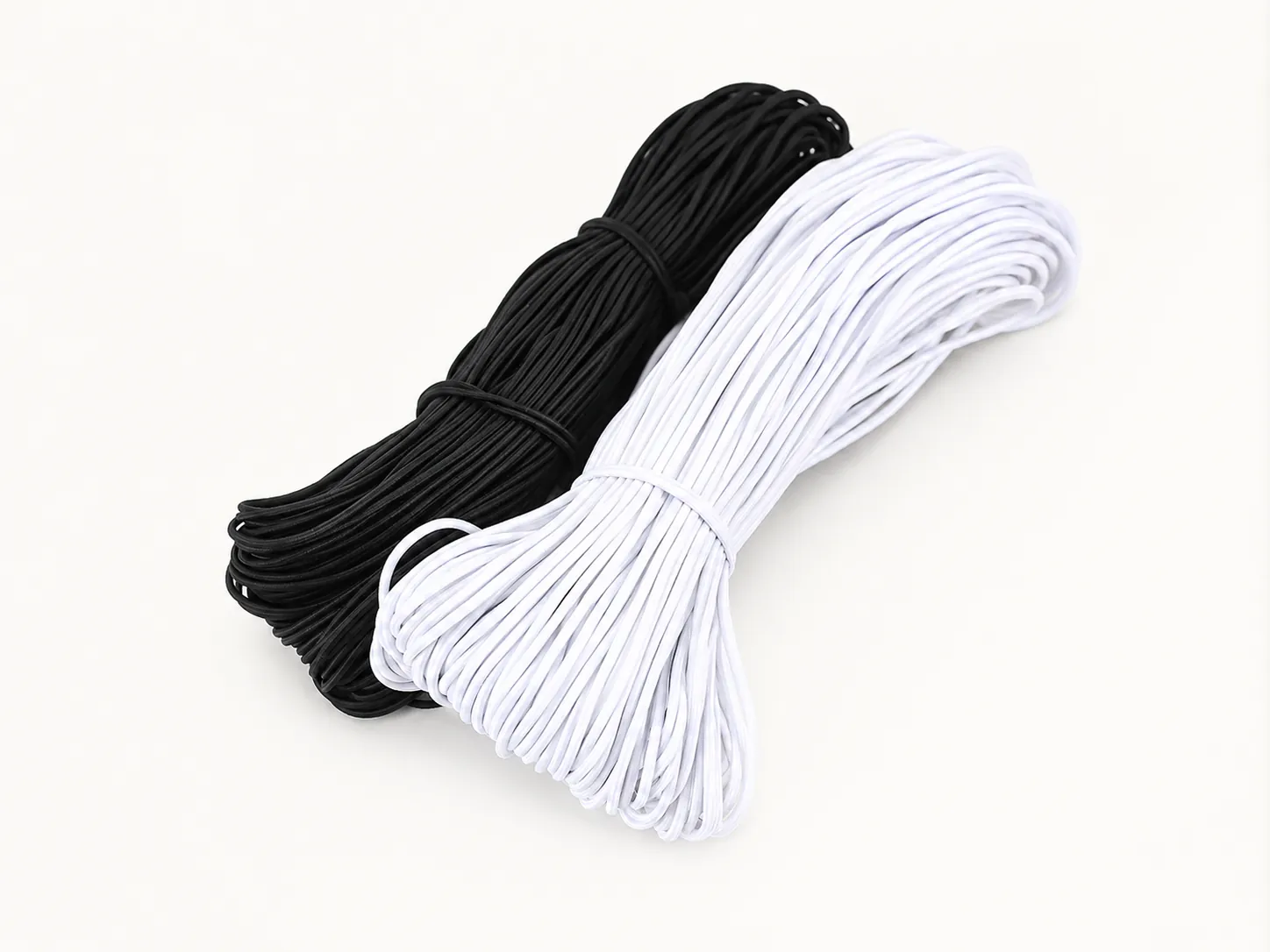 Black and white round elastic cord bundles