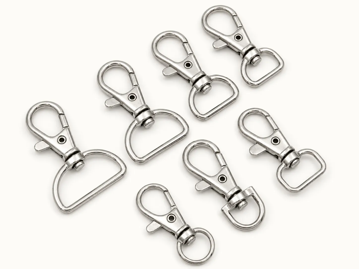 nickel swivel trigger hooks and snap hooks in mixed sizes