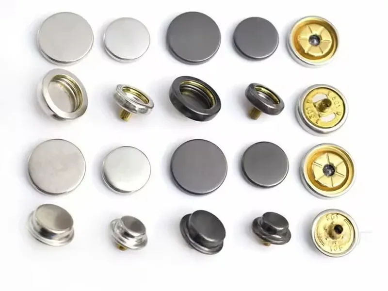 metal snap button components including cap socket stud and post