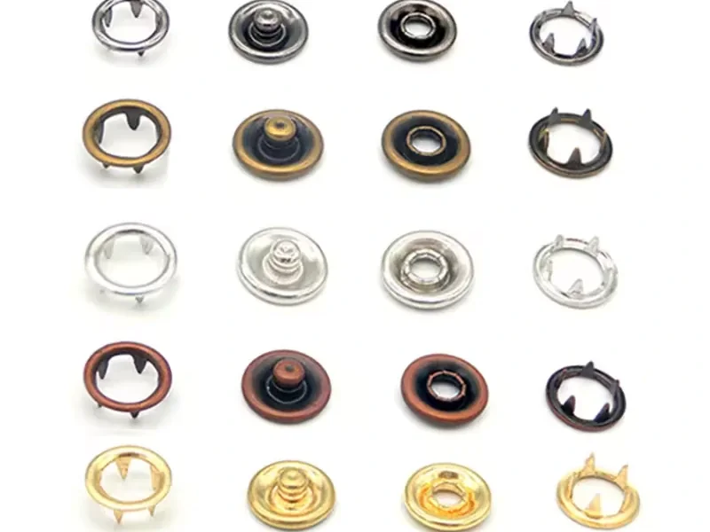 prong ring snap components in multiple metal finishes