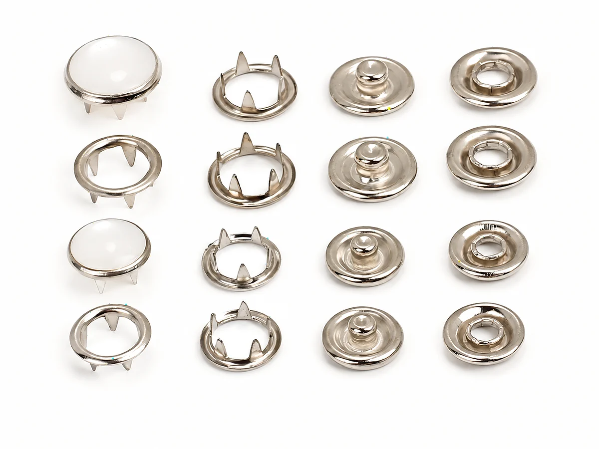 prong ring pearl snap sets with metal socket stud and cap components