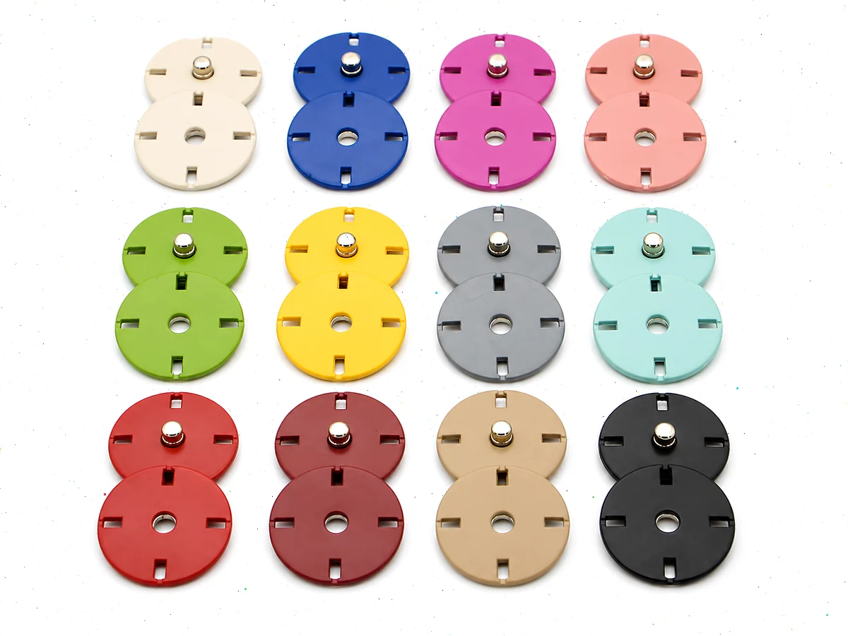 colored sew-on snap button sets in multiple garment colors