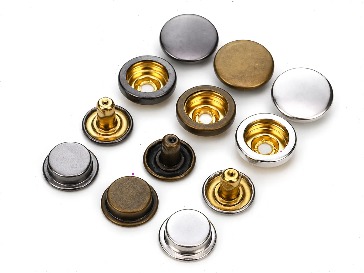 industrial metal snap fastener parts with cap socket and post components