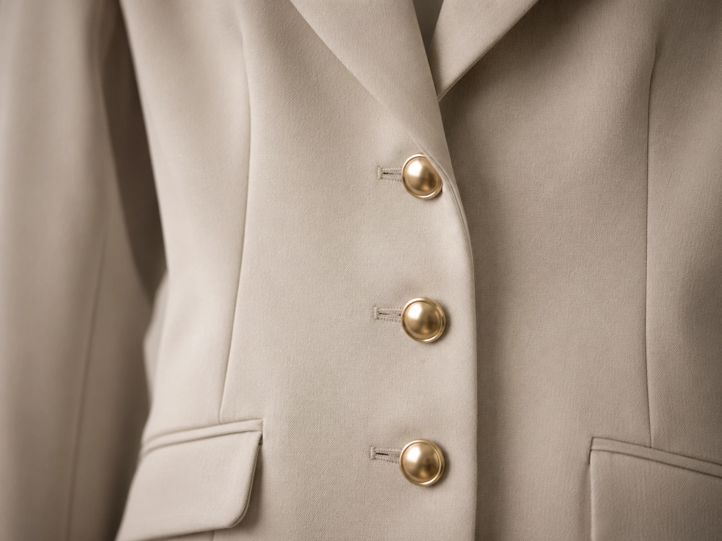 Metal shank buttons on a blazer front, 24-32 ligne